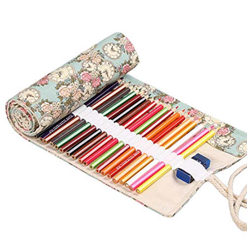 Shulishishop stifterolle stiftemappe Federmäppchen aufrollen Bleistiftbeutel Leinwand Federmäppchen Bleistiftverpackung 48 von Shulishishop