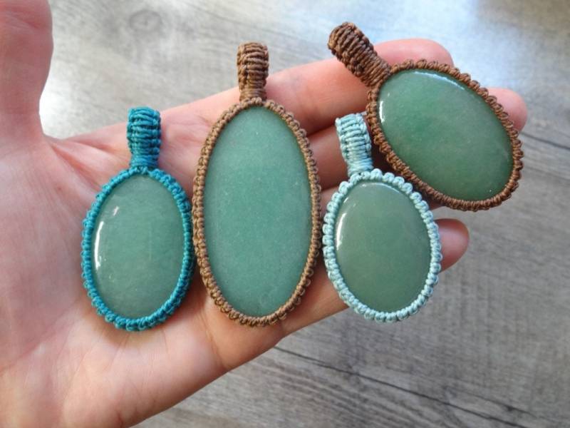 Grüne Aventurin Makramee Halskette, Grüner Stein Anhänger, Heilstein Halsketten, Edelstein Halskette Mom Geschenk Anti Stress von ShungiteJewelryGift