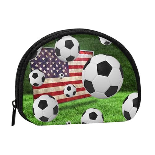 Aufbewahrungstasche mit Marmor-Muscheln, Violett, Mini-Tasche, Geldbörse, Wickeltasche für Damen, Mädchen, Kinder, Fußball USA-Flagge, Einheitsgröße von Shunieg