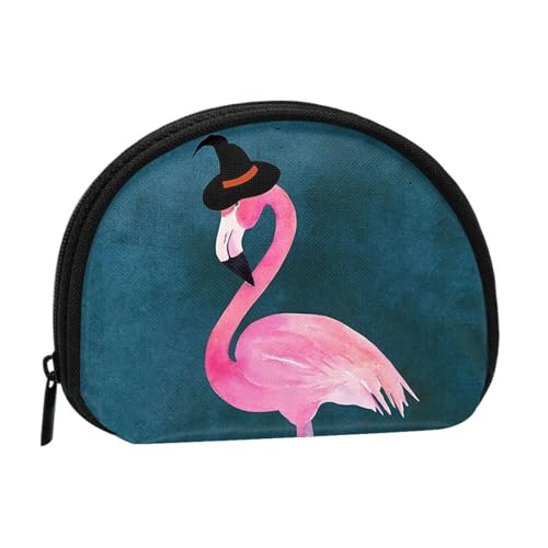 Aufbewahrungstasche mit Marmor-Muscheln, Violett, Mini-Tasche, Geldbörse, Wickeltasche für Damen, Mädchen, Kinder, Halloween Flamingo Hexenhut, Einheitsgröße von Shunieg