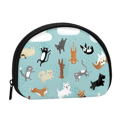 Aufbewahrungstasche mit Pflanzenmuscheln, Mini-Beutel, Geldbörse, Wickeltasche für Damen, Mädchen, Kinder, Regnerische Katzen und Hunde, Einheitsgröße von Shunieg