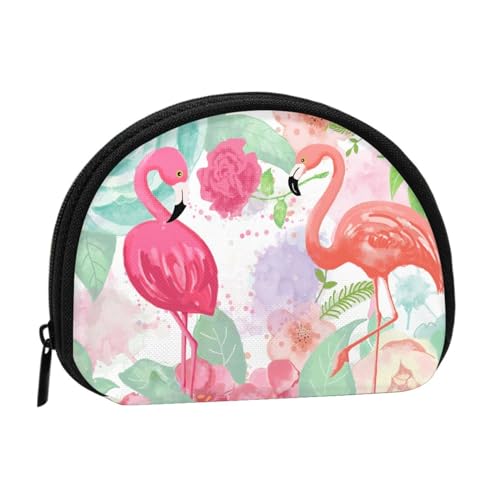 Aufbewahrungstasche mit Schmetterlingsmuscheln, Mini-Tasche, Geldbörse, Wickeltasche für Damen, Mädchen, Kinder, Zwei rote Flamingos, Einheitsgröße von Shunieg
