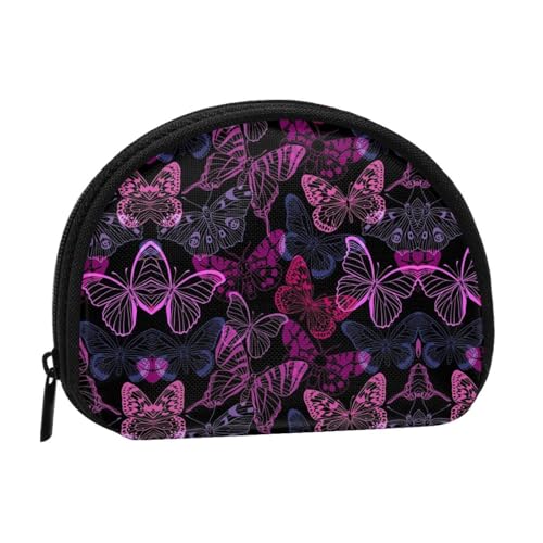 Aufbewahrungstasche mit tropischem Sonnenuntergang und Muscheln, Mini-Tasche, Geldbörse, Wickeltasche für Damen, Mädchen, Kinder, rosa Schmetterling (Pink Butterfly), Einheitsgröße von Shunieg