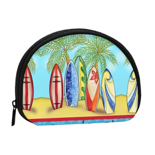 Aufbewahrungstasche mit tropischer Palme, Hawaii, Strand, Muschel, Mini-Tasche, Geldbörse, Kleingeldtasche für Damen, Mädchen, Kinder, Surfbrett, Einheitsgröße von Shunieg