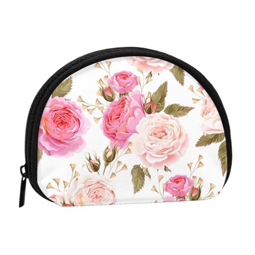 Bauwagen Muschel-Aufbewahrungstasche Mini-Tasche Geldbörse Kleingeldtasche für Damen, Mädchen, Kinder, Rosenblüte, Einheitsgröße von Shunieg