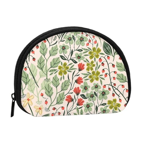 Bauwagen Muschel-Aufbewahrungstasche Mini-Tasche Geldbörse Kleingeldtasche für Damen, Mädchen, Kinder, Schöne Blumen, Einheitsgröße von Shunieg