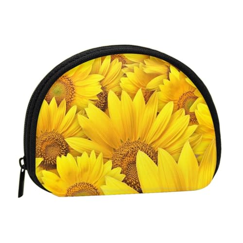 Ethnische Schildkröte, gestreifte Muschel-Aufbewahrungstasche, Mini-Tasche, Geldbörse, Wickeltasche für Damen, Mädchen, Kinder, Sonnenblumen, Einheitsgröße von Shunieg