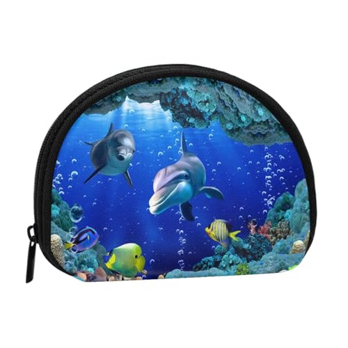 Mini-Aufbewahrungstasche für Hundemuscheln, für Damen, Mädchen, Kinder, Underwater World Fish Dolphi, Einheitsgröße von Shunieg