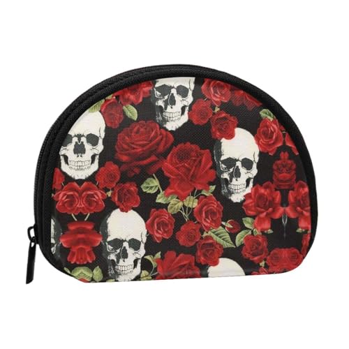 Mini-Aufbewahrungstasche mit Horror-Muster auf violettem Hintergrund, für Damen, Mädchen, Kinder, Rose Skull, Einheitsgröße von Shunieg