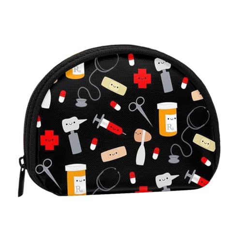 Mini-Tasche mit Pferde-Streifen-Muster, Geldbörse, Kleingeldtasche für Damen, Mädchen, Kinder, Cartoon-Medizin-Muster, Einheitsgröße von Shunieg