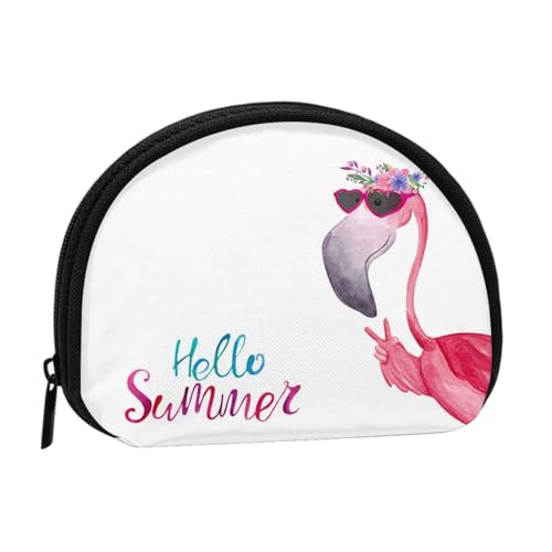 Niedliche Aufbewahrungstasche mit Leopardenmuster, Mini-Tasche, Geldbörse, Kleingeldtasche für Damen, Mädchen, Kinder, Flamingo, Einheitsgröße von Shunieg