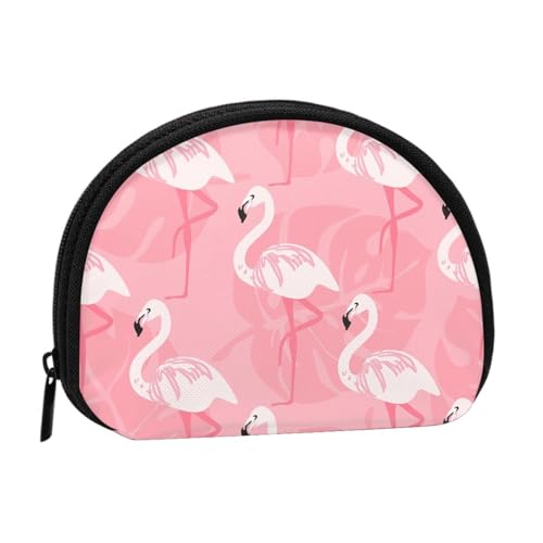 Niedliche Tier-Fuchs-Blumen-Aufbewahrungstasche Mini-Tasche Geldbörse Kleingeldtasche für Damen, Mädchen, Kinder, Sommer Flamingo Palmblätter, Einheitsgröße von Shunieg