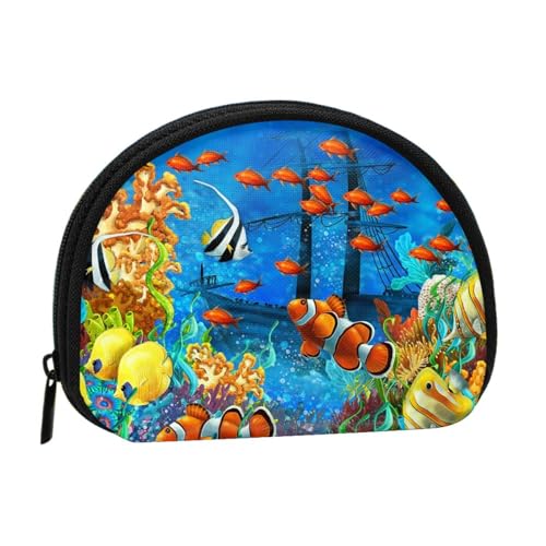 Niedliche Tier-Fuchs-Blumen-Aufbewahrungstasche Mini-Tasche Geldbörse Kleingeldtasche für Damen, Mädchen, Kinder, The Underwater World Tropical Fish, Einheitsgröße von Shunieg