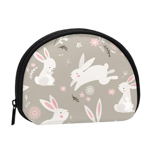 Night Paris Eiffelturm Muschel-Aufbewahrungstasche, Mini-Tasche, Geldbörse, Wickeltasche für Damen, Mädchen, Kinder, Osterhase mit Blumenmuster, Einheitsgröße von Shunieg