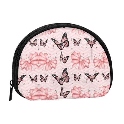 Schöne Bergmuschel-Aufbewahrungstasche, Mini-Tasche, Geldbörse, Wickeltasche für Damen, Mädchen, Kinder, Schmetterling pink, Einheitsgröße von Shunieg