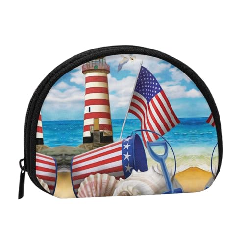 Sea to Shining Sea Patriotische Muschel-Aufbewahrungstasche, Mini-Tasche, Geldbörse, Wickeltasche für Damen, Mädchen, Kinder, Sea to Shining Sea Patriotisch, Einheitsgröße von Shunieg