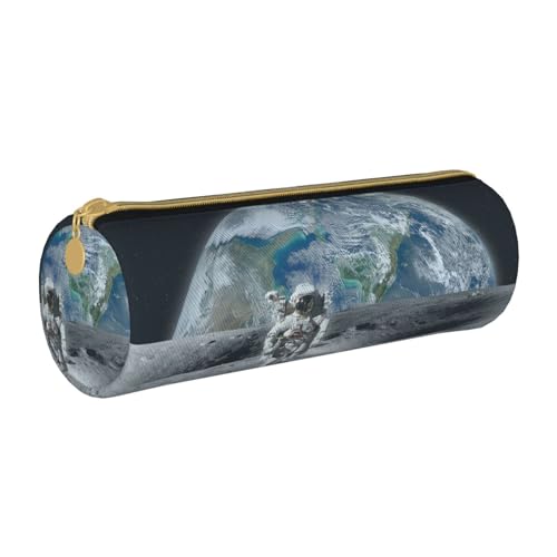 Shunieg Astronaut Federmäppchen, rund, Leder, große Kapazität, Federmäppchen für Jungen und Mädchen von Shunieg