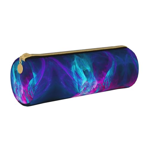 Shunieg Federmäppchen aus Leder, rund, mit großem Fassungsvermögen, für Jungen und Mädchen, Blau und Rosa von Shunieg