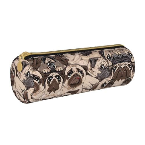 Shunieg Federmäppchen aus Leder, rund, mit großem Fassungsvermögen, für Jungen und Mädchen von Shunieg