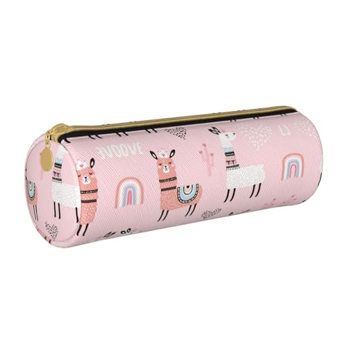 Shunieg Llama Federmäppchen aus Leder, rund, große Kapazität, Federmäppchen für Jungen und Mädchen von Shunieg