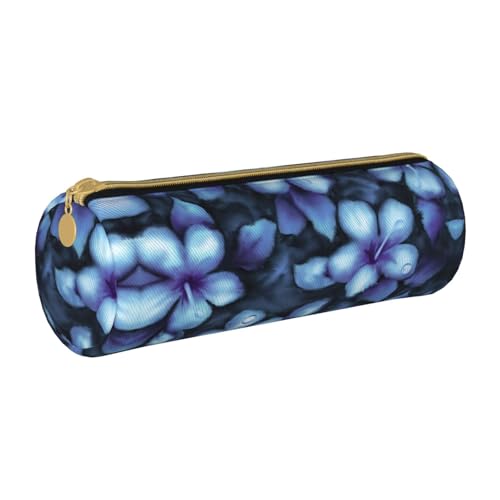 Shunieg Rundes Federmäppchen aus Leder mit tropischem Blumenmuster – Große Kapazität Federmäppchen für Jungen und Mädchen von Shunieg