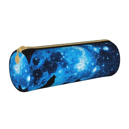 Shunieg Wolfs Federmäppchen Rund Leder - Große Kapazität Federmäppchen für Jungen und Mädchen, weiß, Einheitsgröße, Schulranzen von Shunieg