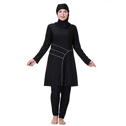 Modest Swimsuit for Women Plus Size Islamic Long Sleeve Bathing Suit Muslin Burkini Rash Guard Set with Swim Hijab(8XL,S7) von ShuoBeiter