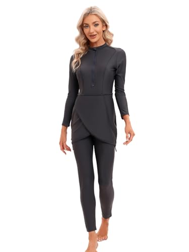 Muslim Swimsuit for Women Long Sleeve Burkini 3pcs Rash Guard Full Cover Modest Swimwear Hijab(S,S4) von ShuoBeiter