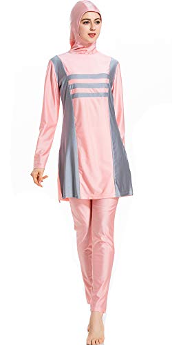 Muslimischer Badeanzug Neu Muslimische Bademode Burkini für Damen Frauen Mädchen Hijab Vollverkleidete Islamische Schwimmanzug UV Schutz Bescheiden Muslim Swimwear (Rosa, M) von ShuoBeiter