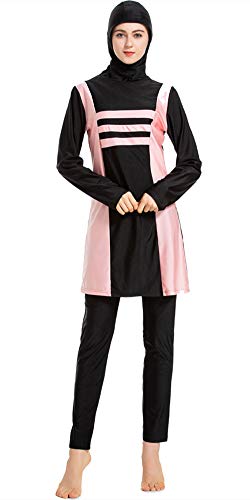 Muslimischer Badeanzug Neu Muslimische Bademode Burkini für Damen Frauen Mädchen Hijab Vollverkleidete Islamische Schwimmanzug UV Schutz Bescheiden Muslim Swimwear (Schwarz, 4XL) von ShuoBeiter