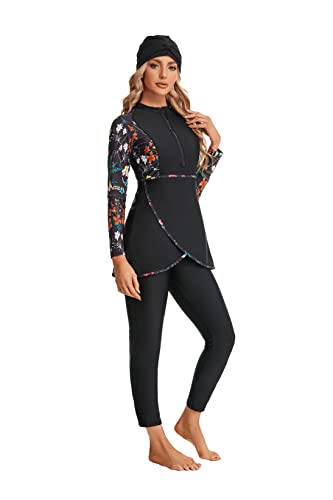 ShuoBeiter Burkini Badeanzüge für Damen Bescheidene Bademode Islamischer Langarm Badeanzug Vollständiger Hijab(3XL,S3) von ShuoBeiter