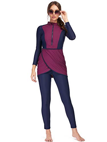 ShuoBeiter Burkini Badeanzüge für Damen Bescheidene Bademode Islamischer Langarm Badeanzug Vollständiger Hijab(M,S5) von ShuoBeiter