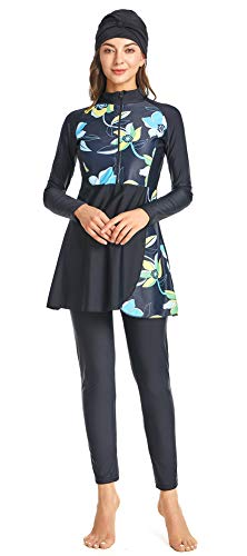 ShuoBeiter Full Cover Burkini Muslim Bademode Modest Badeanzug für Frauen Islamische Hijab Beachwear Badeanzug Sport Lange Ärmel(3XL,S1) von ShuoBeiter