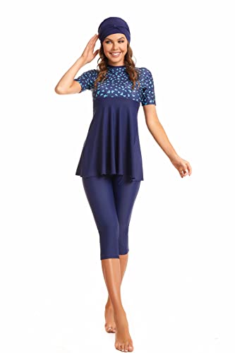 ShuoBeiter Kurzärmeliger Badeanzug Sonnenschutzkleidung Surfwear Badeanzug Damen Bademode Strandbekleidung Plus Size(M, S2) von ShuoBeiter