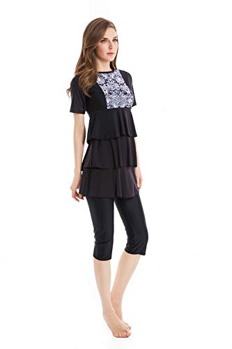 ShuoBeiter Kurzärmeliger Badeanzug Sonnenschutzkleidung Surfwear Badeanzug Damen Bademode Strandbekleidung Plus Size(M, S3) von ShuoBeiter