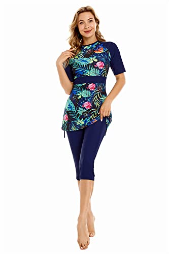 ShuoBeiter Kurzärmeliger Badeanzug Sonnenschutzkleidung Surfwear Badeanzug Damen Bademode Strandbekleidung Plus Size(XL, S5) von ShuoBeiter