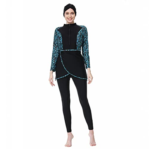 ShuoBeiter Modest Swimwear for Women Muslim Swimsuit Hijab Swimming Beachwear Long Sleeve Surfing Suit(L,S1) von ShuoBeiter