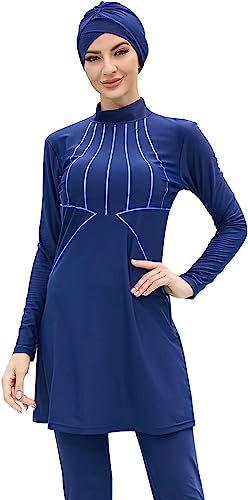 ShuoBeiter Women Burkini Swimsuits Modest Muslim Swimwear Islamic Long Sleeve Full Cover Bathing Suit (L,S1) von ShuoBeiter