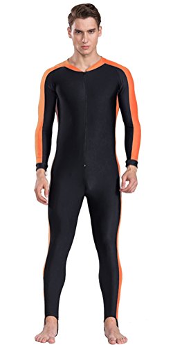 Swimwear Taucheranzug Männer UV Schutzkleidung Sunsuit Ganzkörperansicht Badeanzug Kostüm Costume (Orange, 3XL) von ShuoBeiter