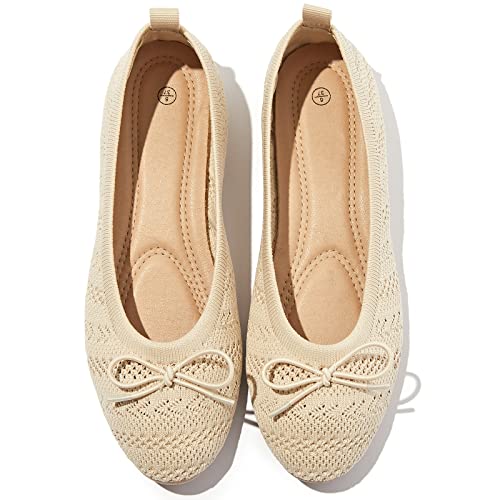 Flache Schuhe für Damen, Häkelspitze, Kleid Schuhe, runder Zehenbereich, Ballerinas, bequem, gestrickt, schwarz, flacher Absatz, aprikose, 39 EU Flache Schuhe für Damen, Häkelspitze, Kleid Schuhe, runder Zehenbereich, Ballerinas, bequem, gestrickt, schwarz, flacher Absatz, aprikose, 39 EU von Shupua