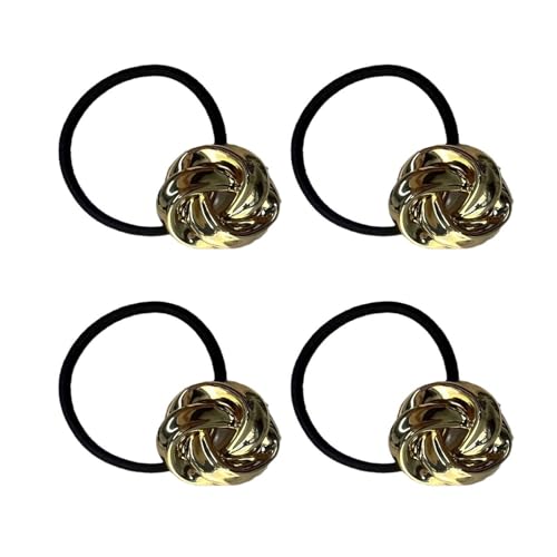 4 Stück Modische Legierung Rose Charm Haarband Elastisch Geflochten Pferdeschwanz Haarseil Zubehör für Alltag und Party von Shurhome