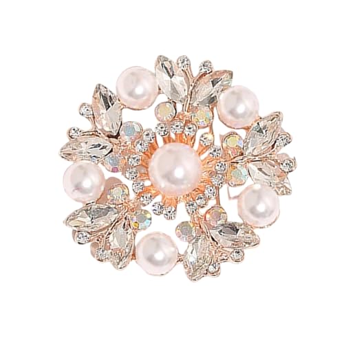 Modische Perlen-Brosche mit Kristallen, Mehrzweck-Schal-Clip, koreanischer Stil, Schmuck, für besondere Anlässe, elegante Blumennadel aus Metalllegierung, Einheitsgröße, Wie beschrieben von Shurhome