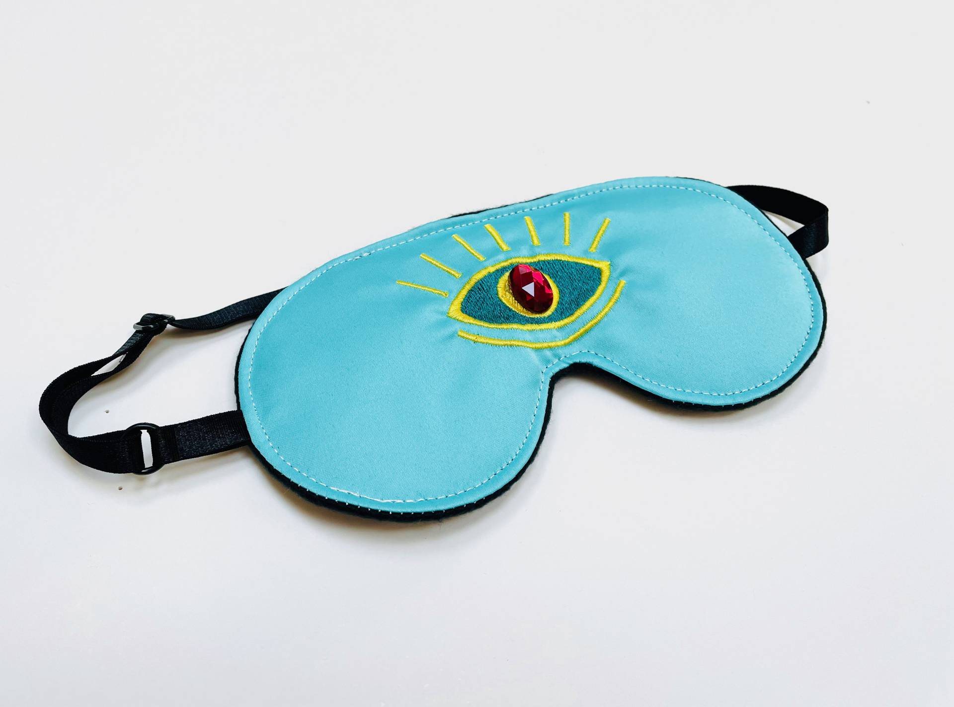 Drittes Auge Schlafmaske Aqua Satin Reiseaugenbinde Mit Rotem Kristall Drittes Auge Schlafmaske Aqua Satin Reiseaugenbinde Mit Rotem Kristall von ShushBear