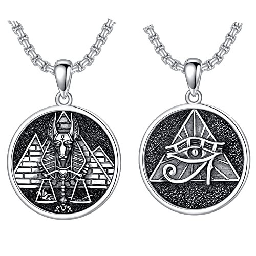 Ägyptische Anubis Halskette 925 Sterling Silber Auge des Horus Kette Ägypten Anubis Gott der Unterwelt Kette Ägyptischer Amulett Schmuck für Damen Männer von Shusukue