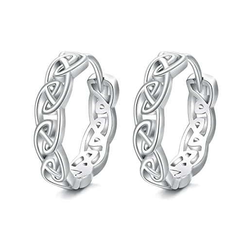 Keltische Creolen Ohrringe 925 Sterling Silber Unisex Creolen kleine Kreolen Schlafen Ohrringe Klapp Creolen Ohrringe Ohrschmuck Geschenk für Frauen Männer von Shusukue