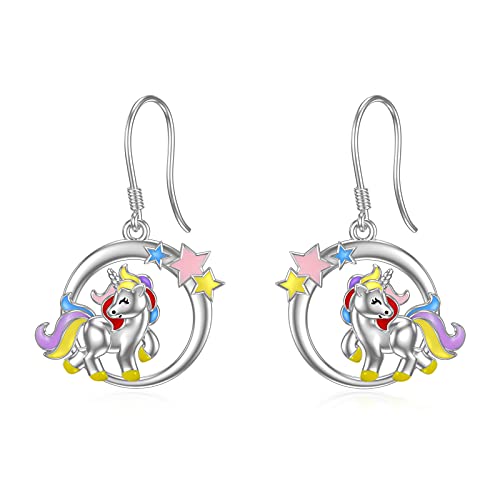 Shusukue Einhorn Ohrringe 925 Sterling Silber Kinder Mädchen Ohrringe Einhorn Ohrhänger Einhorn Schmuck Geschenk für Mädchen Kinder Frauen von Shusukue