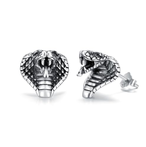 Schlangen Ohrringe Stecker Sterling Silber 925 Schlange Ohrstecker Unisex Kobra Geschenke Wikinger Schmuck von Shusukue