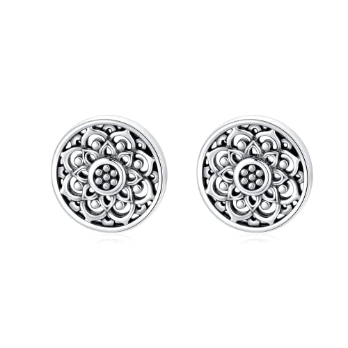 Shusukue Lotus Ohrringe Silber 925er Boho Ohrstecker Vintage Klein Unisex Ohrring Stecker von Shusukue