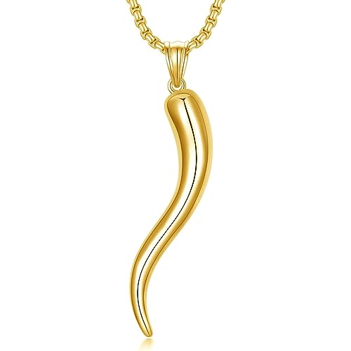 Shusukue Gold Italienische Horn Kette 925er Silber Italian Amulett Cornicello Halskette Damen Geschenk für Frau von Shusukue