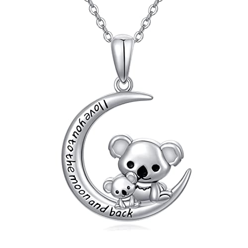 Shusukue Koala Kette 925er Sterling Silber Halskette Mutter Tochter Koalabär Anhänger Mond Geschenk für Mama Mädchen von Shusukue